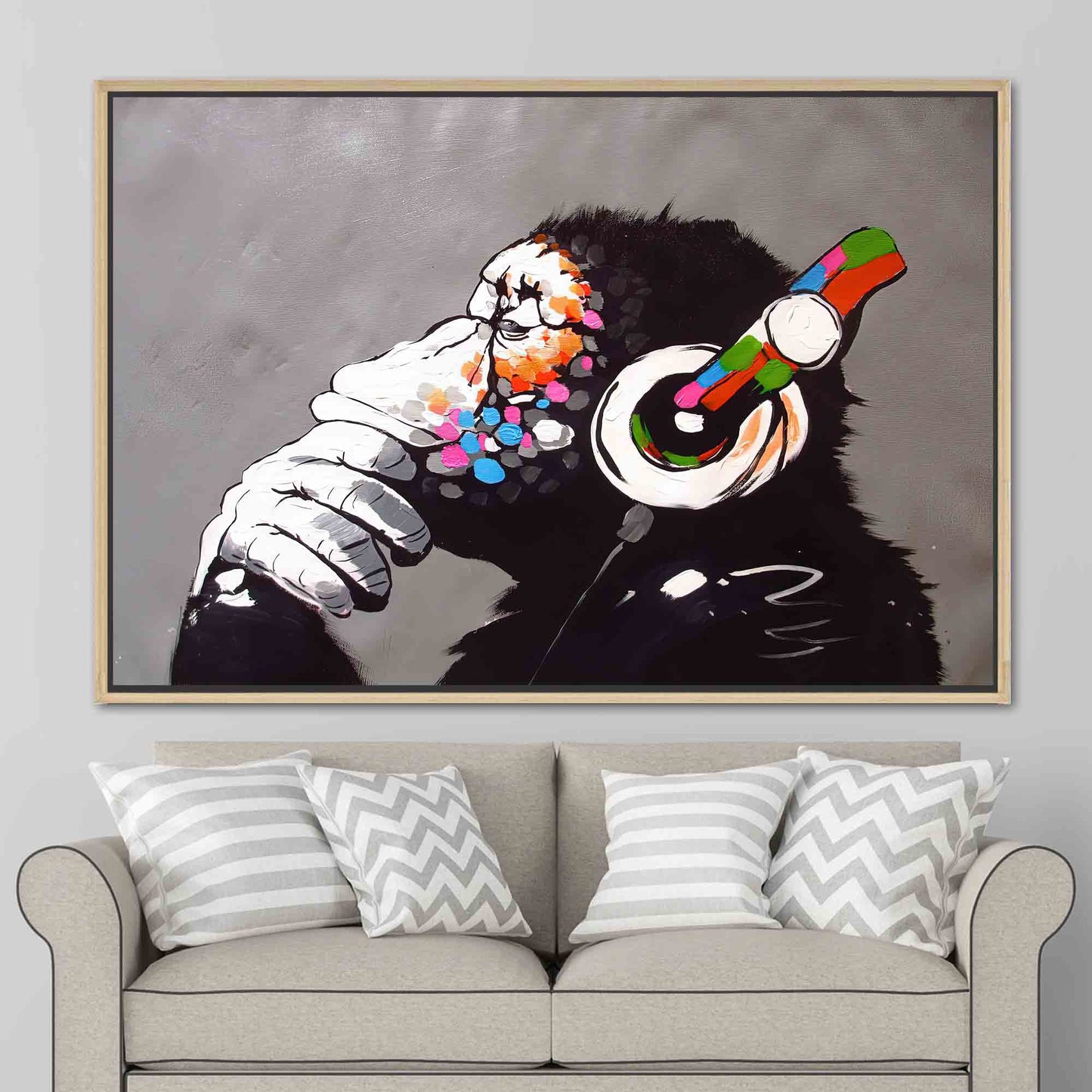 Vibrant Graffiti Monkey Street Canvas Print