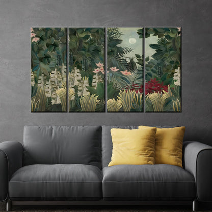 Moonlit Jungle Lush Green Botanical Canvas Print
