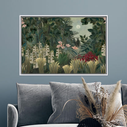 Moonlit Jungle Lush Green Botanical Canvas Print