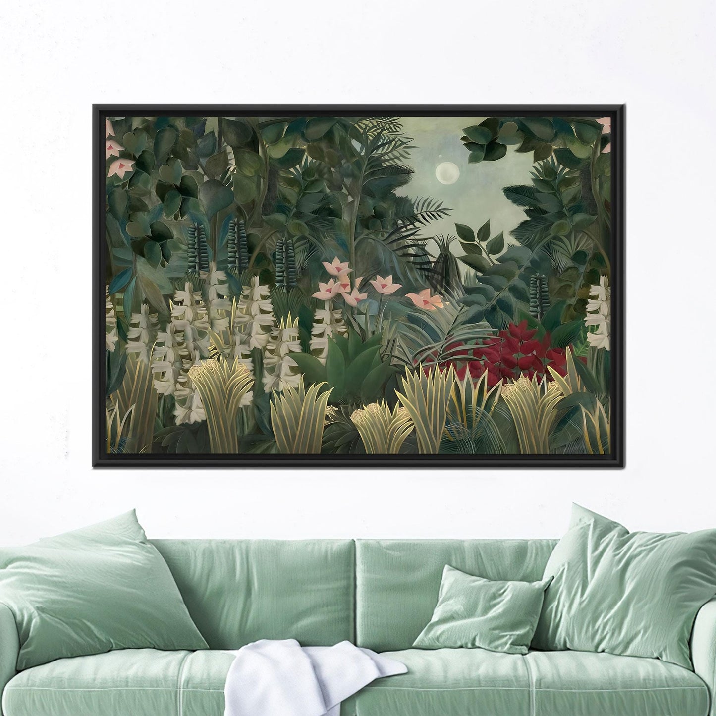 Moonlit Jungle Lush Green Botanical Canvas Print