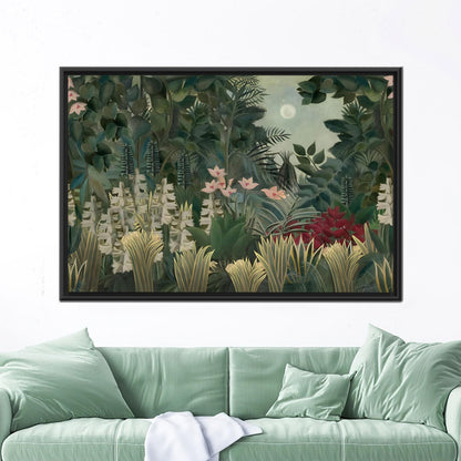 Moonlit Jungle Lush Green Botanical Canvas Print