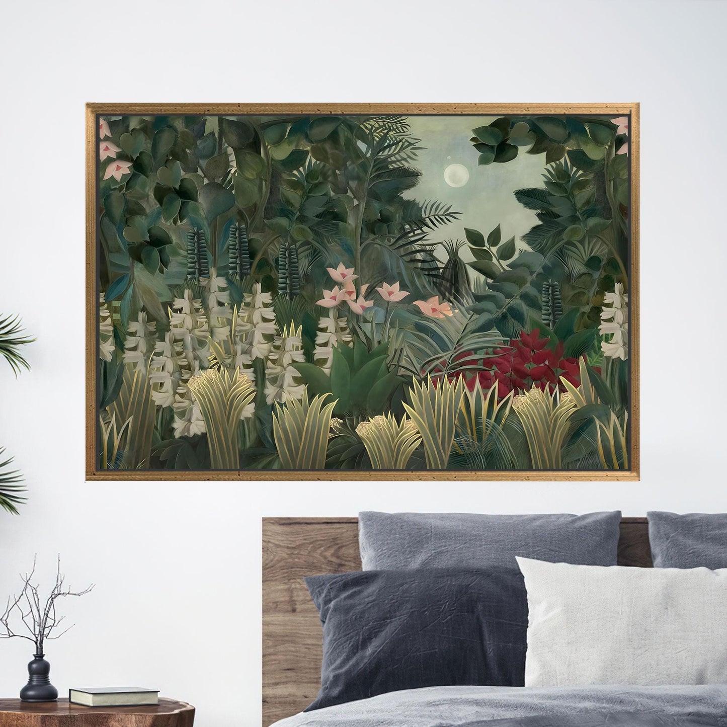 Moonlit Jungle Lush Green Botanical Canvas Print