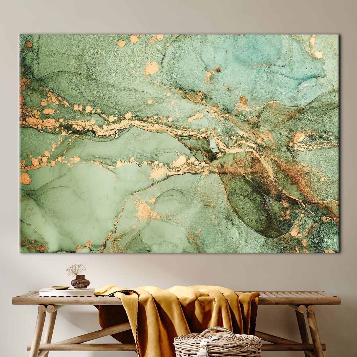 Green Marble Alcohol Ink Canvas Print