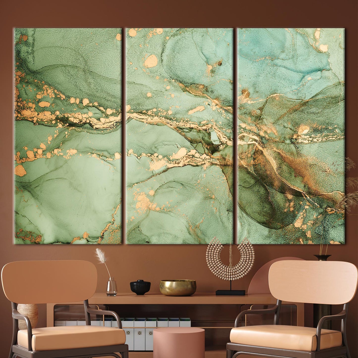 Green Marble Alcohol Ink Canvas Print