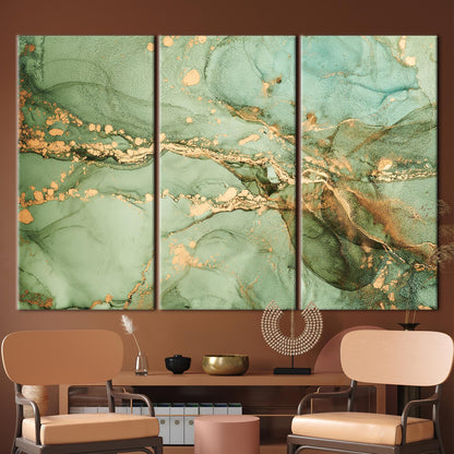 Green Marble Alcohol Ink Canvas Print