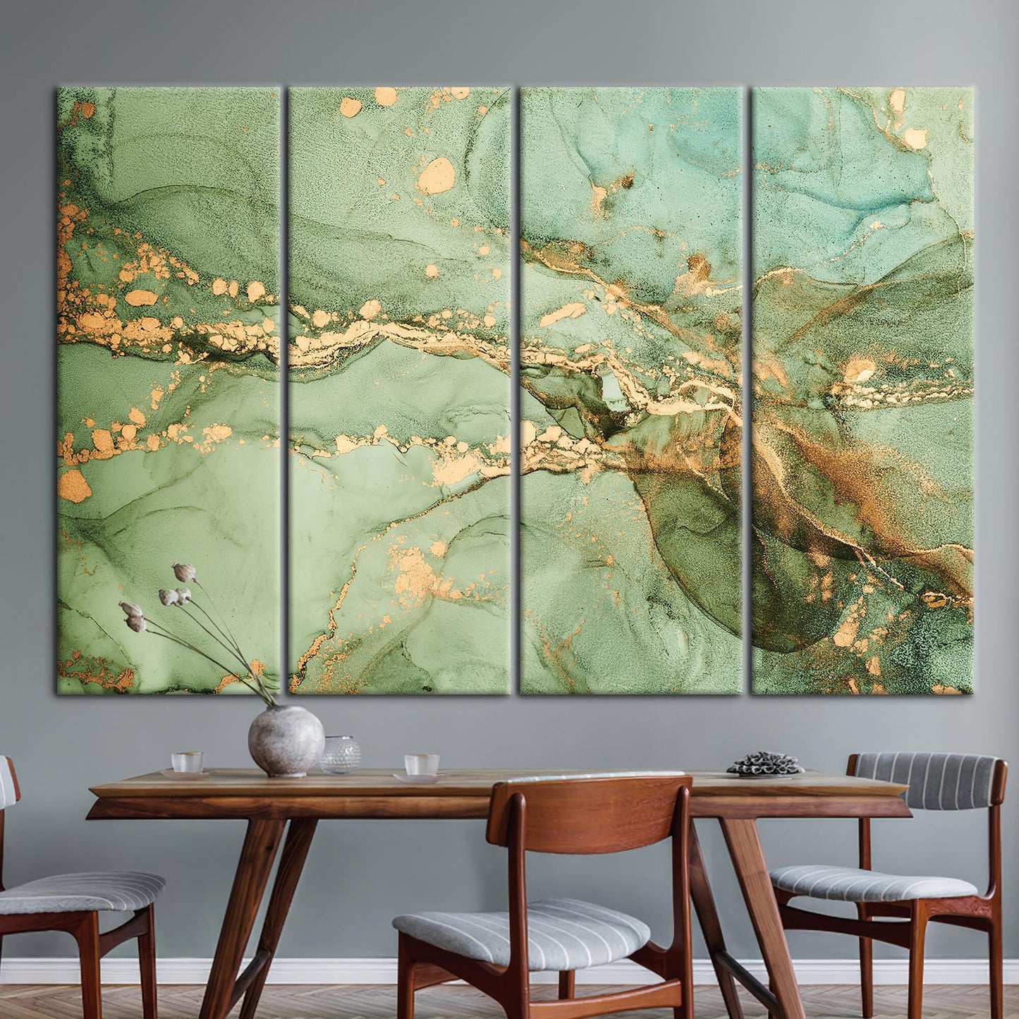Green Marble Alcohol Ink Canvas Print