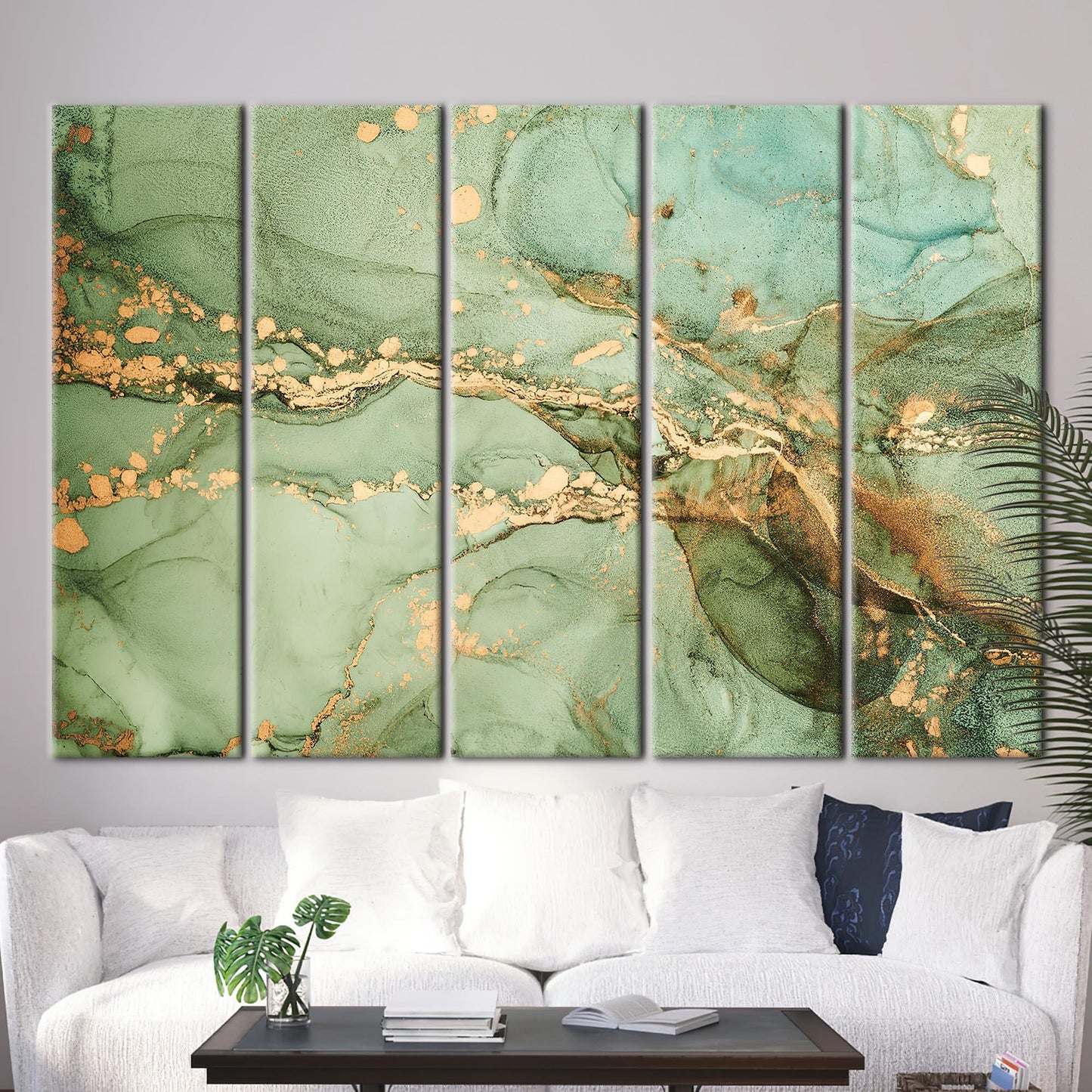 Green Marble Alcohol Ink Canvas Print