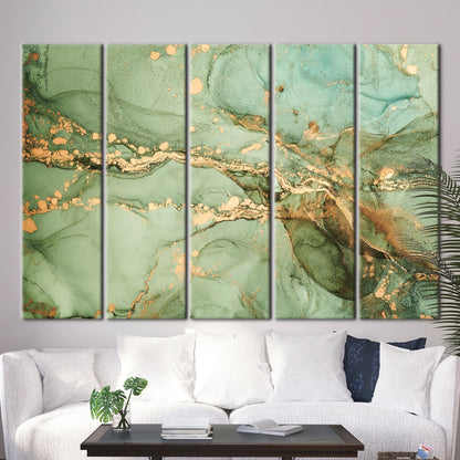 Green Marble Alcohol Ink Canvas Print