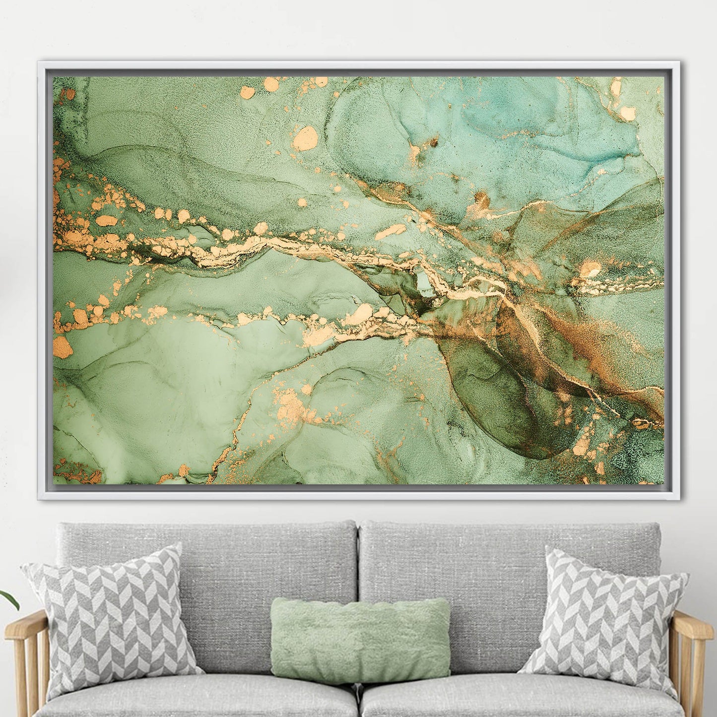 Green Marble Alcohol Ink Canvas Print