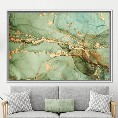 Green Marble Alcohol Ink Canvas Print