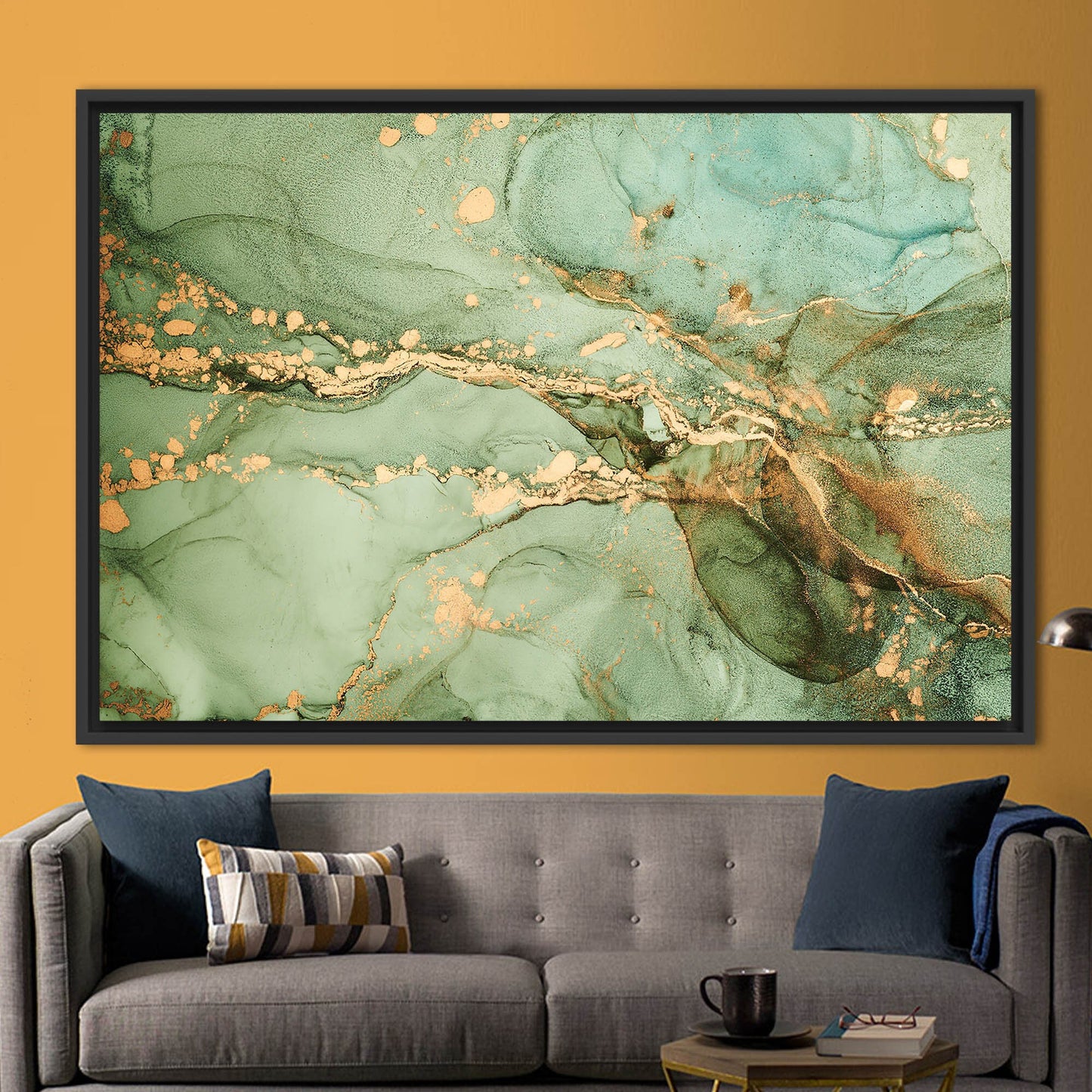 Green Marble Alcohol Ink Canvas Print