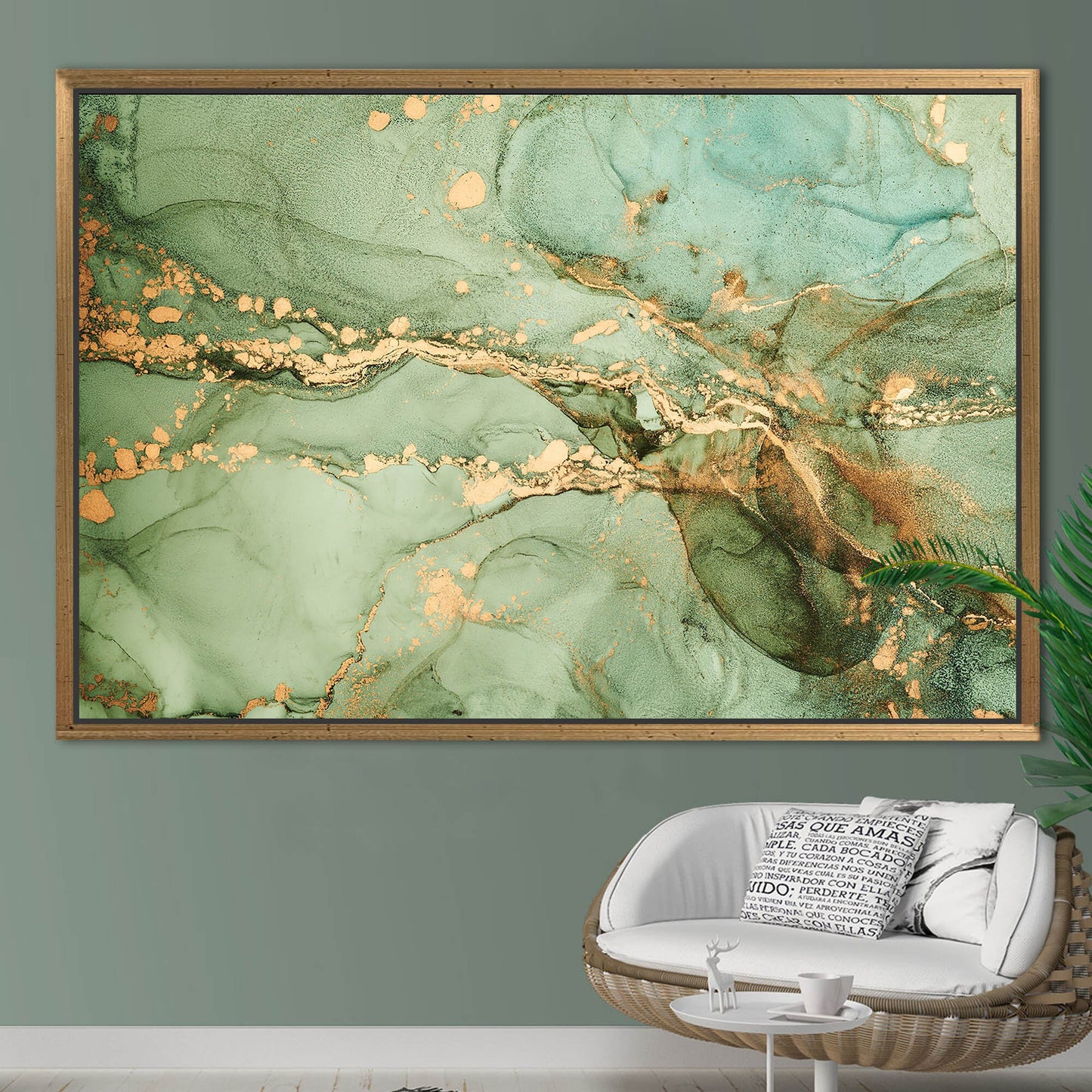 Green Marble Alcohol Ink Canvas Print