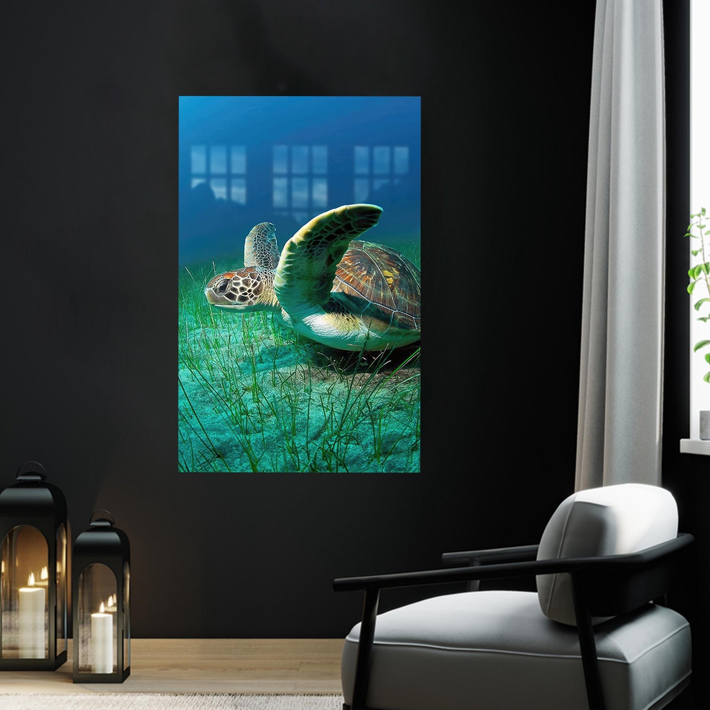 Tropical Turtle Glass Wall Art