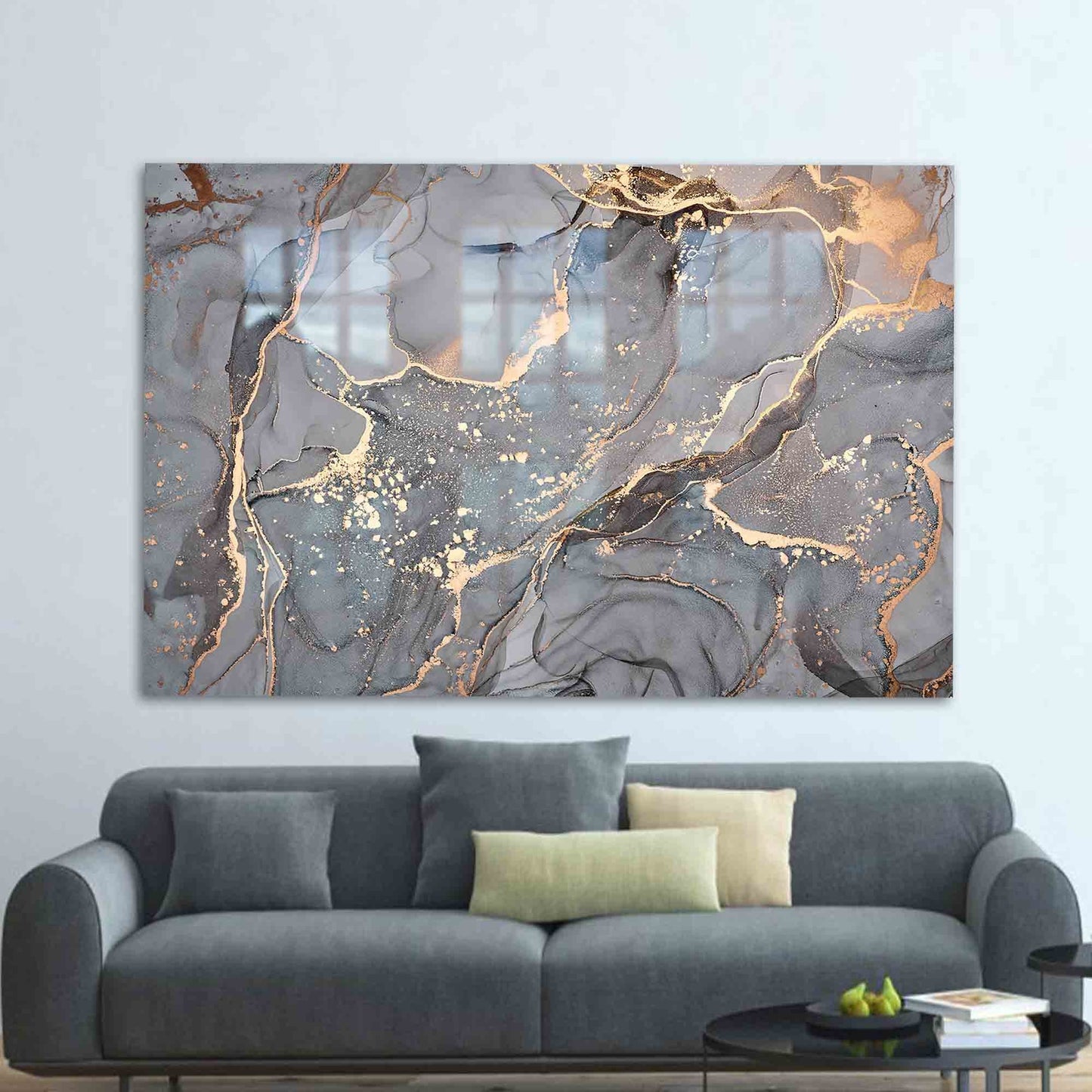 Gray Marble Glass Wall Art