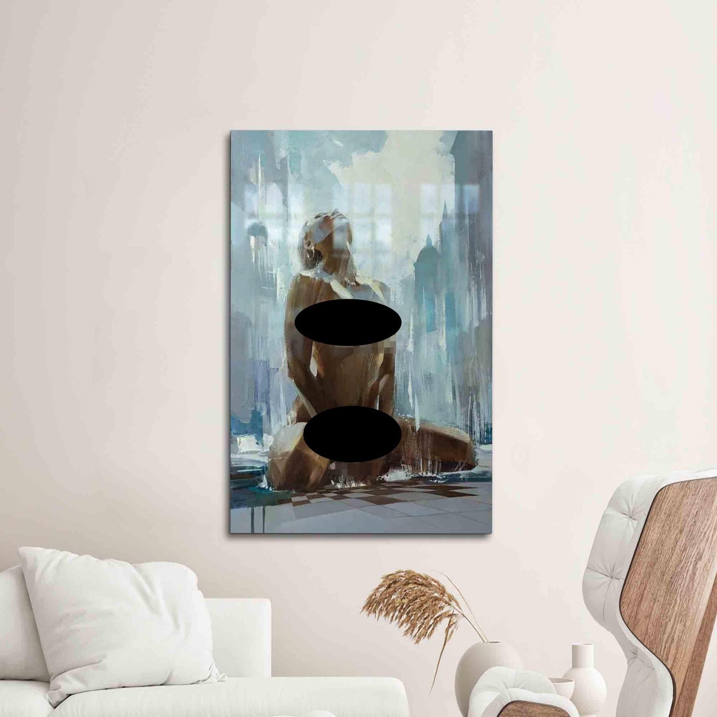 Sensual Abstract Naked Woman Glass Wall Art