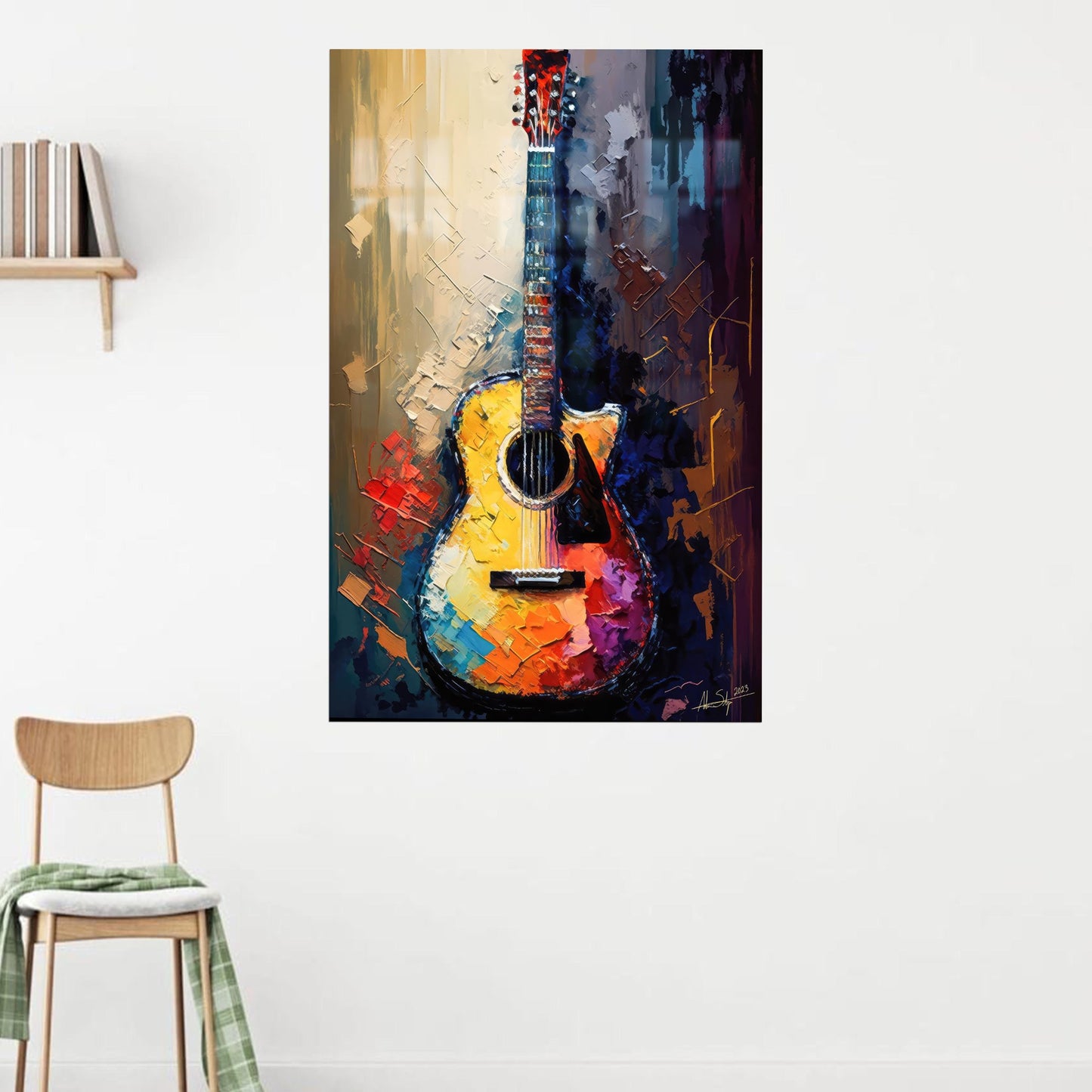 Guitarist Guitar Painting Glass Wall Art