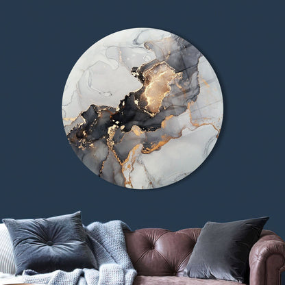 Black Gold Marble Abstract Glass Wall Art
