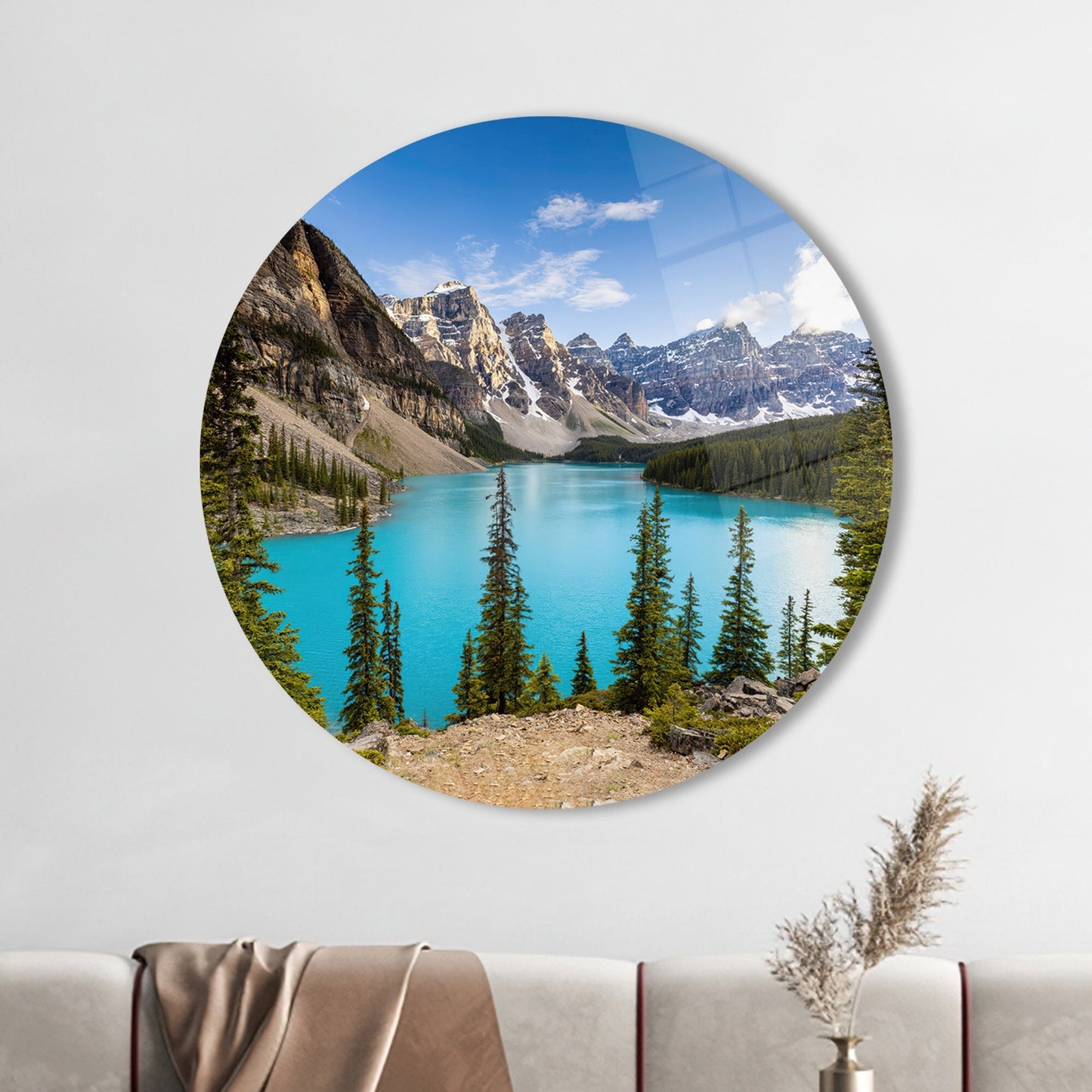 Moraine Lake Banff Alberta Glass Wall Art