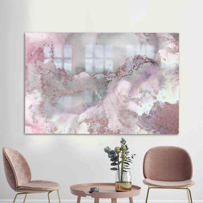 Gray Marble Pink Glass Wall Art