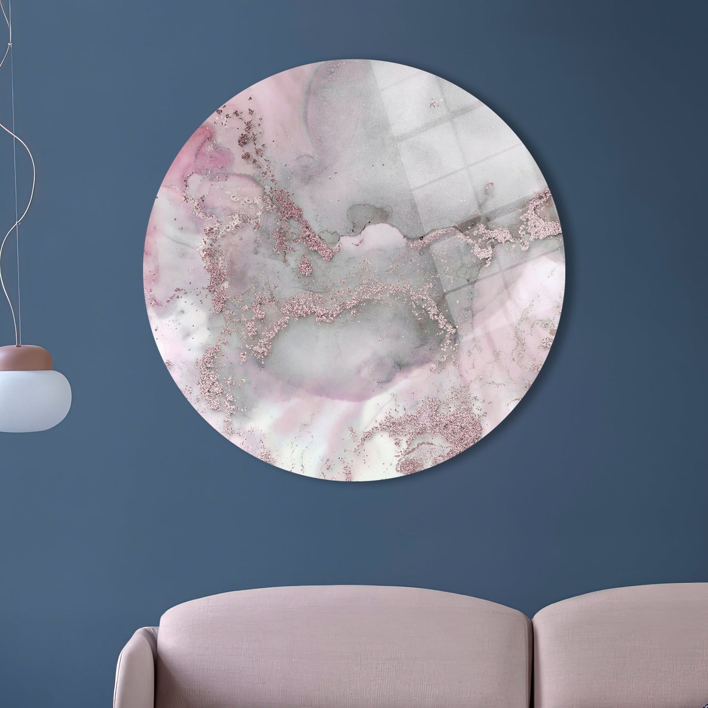 Gray Marble Pink Glass Wall Art