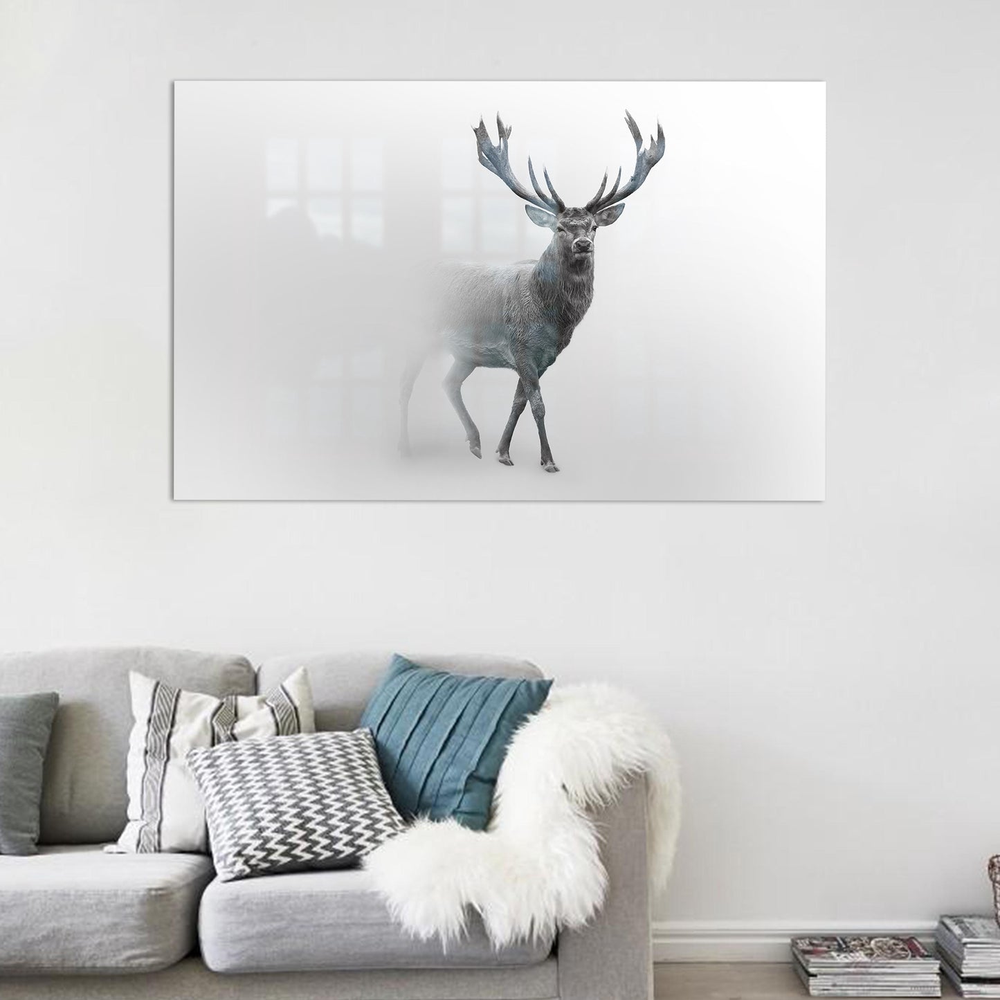 Deer Reindeer Loft Glass Wall Art