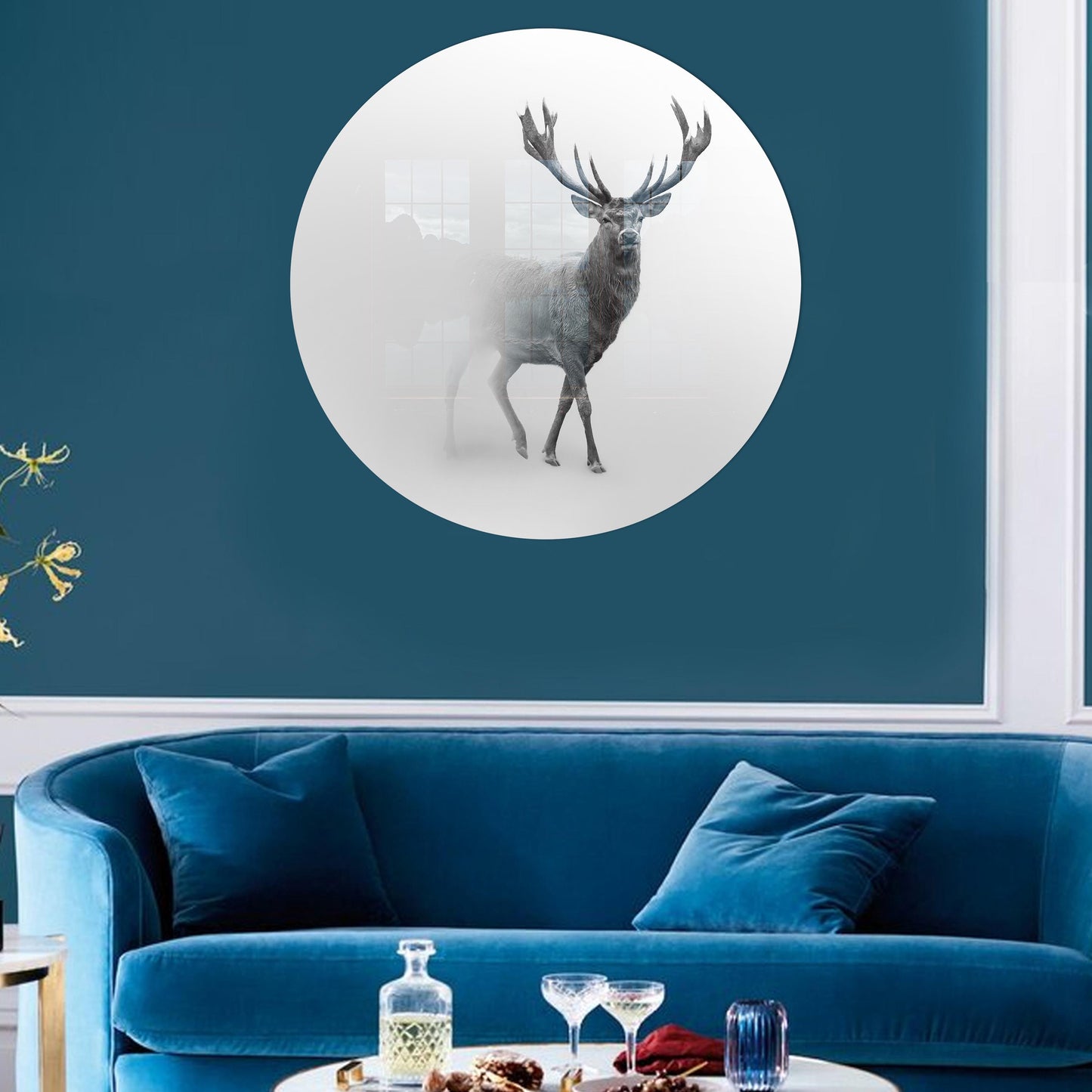 Deer Reindeer Loft Glass Wall Art