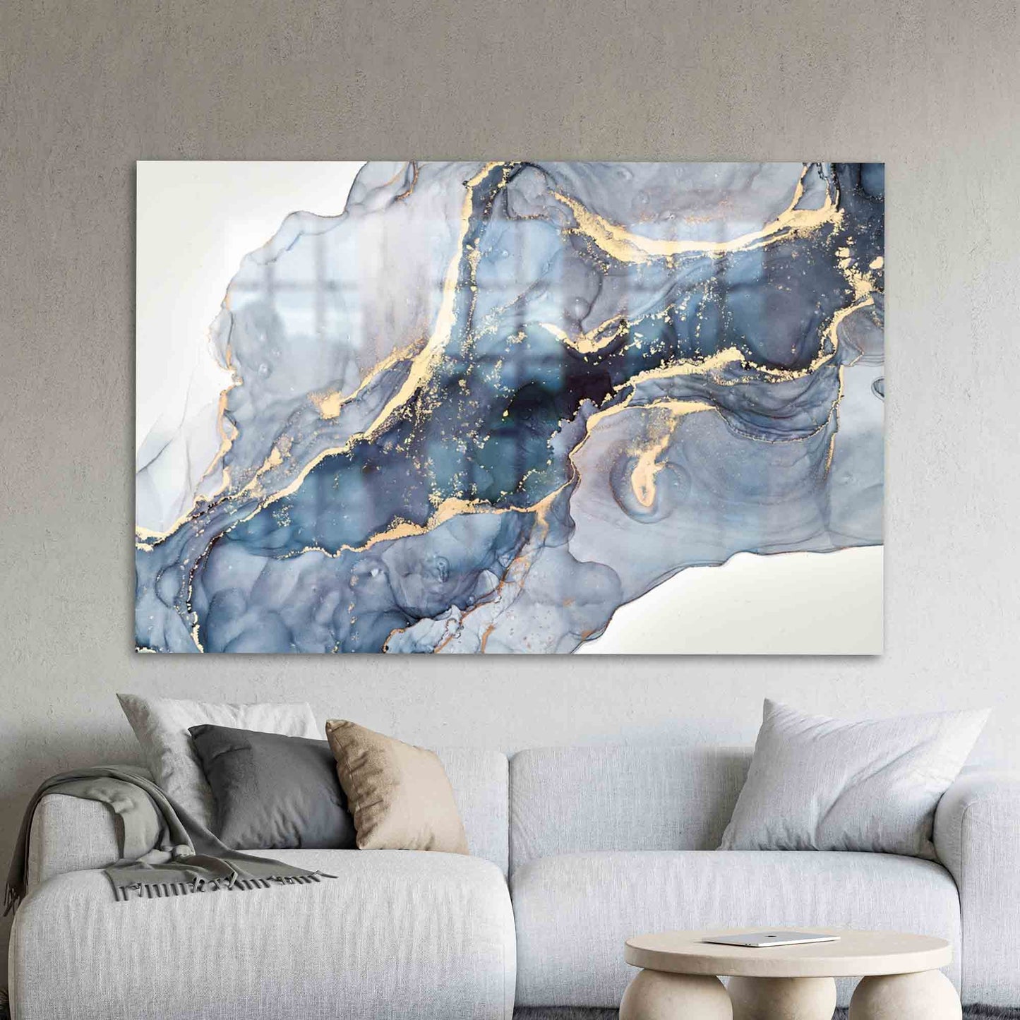 Cream Marble Accent Glass Wall Art