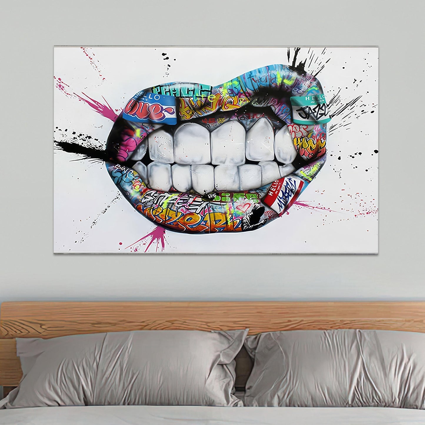 Teeth Abstract Prints Graffiti Glass Wall Art