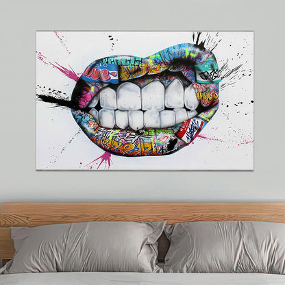 Teeth Abstract Prints Graffiti Glass Wall Art