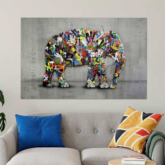 Abstract Elephant Tempered Glass Wall Art by Banksy, Graffiti Glass Decor, Home Gift