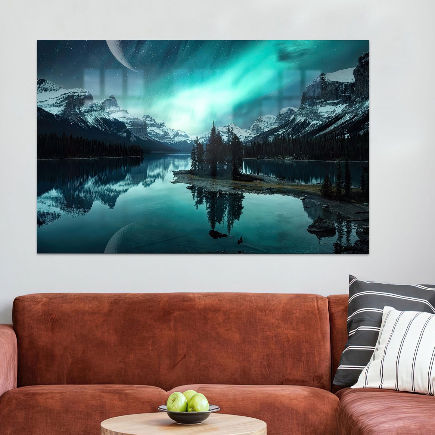 Mountain Landscape Boho Night Glass Wall Art