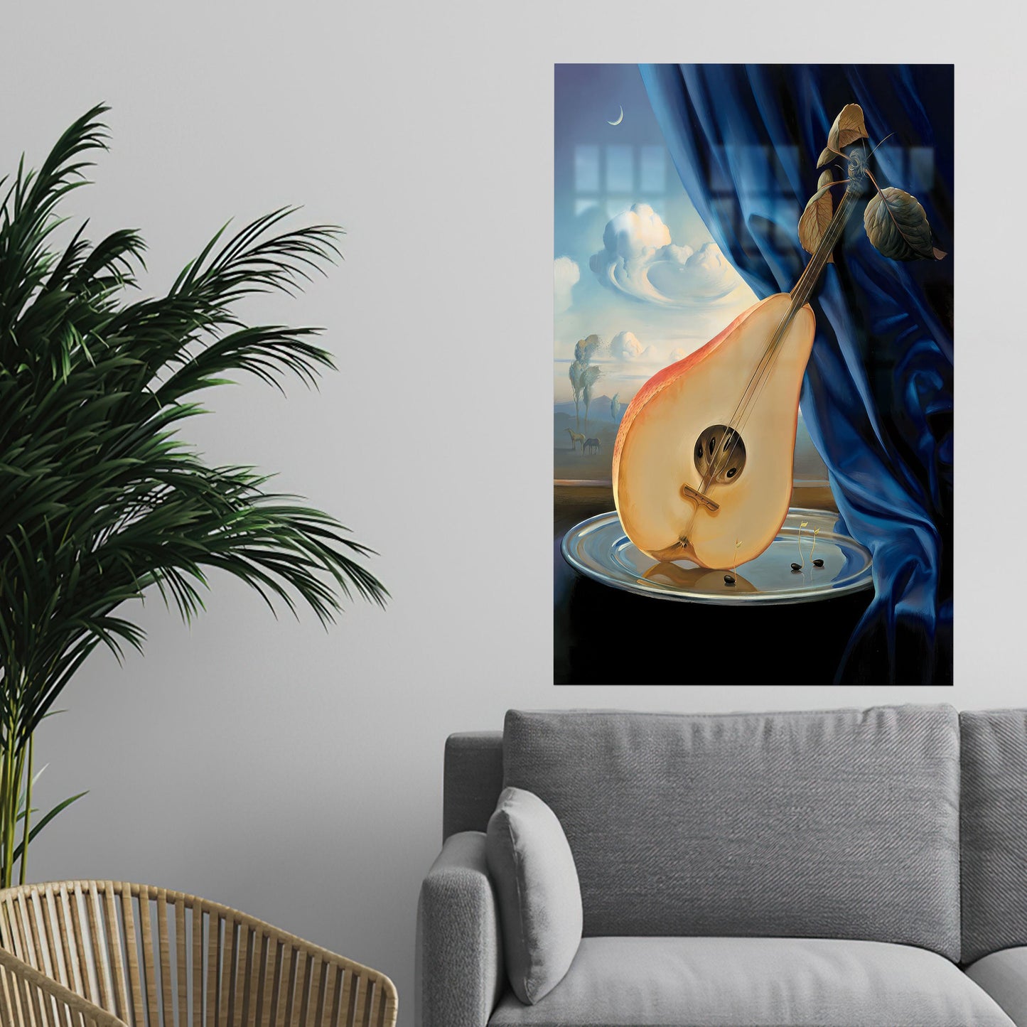 Pear Guitar Abstract Glass Wall Art