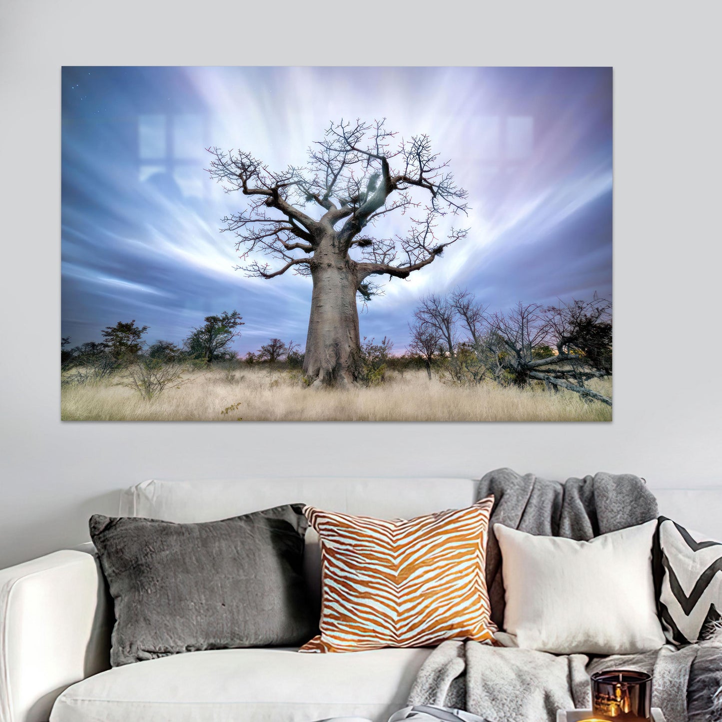Coastal Baobab Tree Glass Wall Art