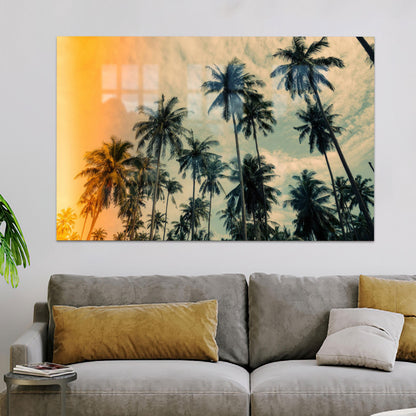 Coastal Palm Trees Bridesmaid Glass Wall Art