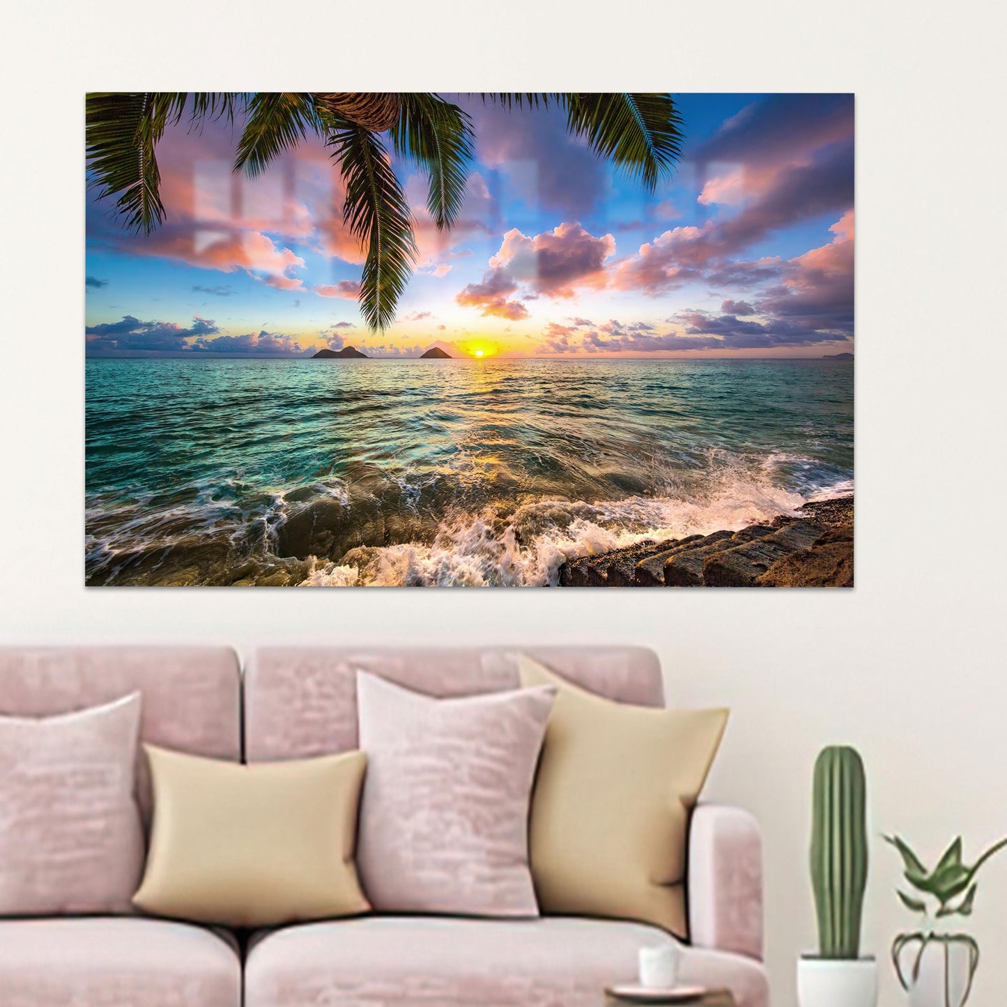 Boho Kailua Sunrise Landscape Glass Wall Art