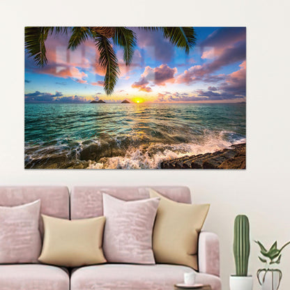 Boho Kailua Sunrise Landscape Glass Wall Art