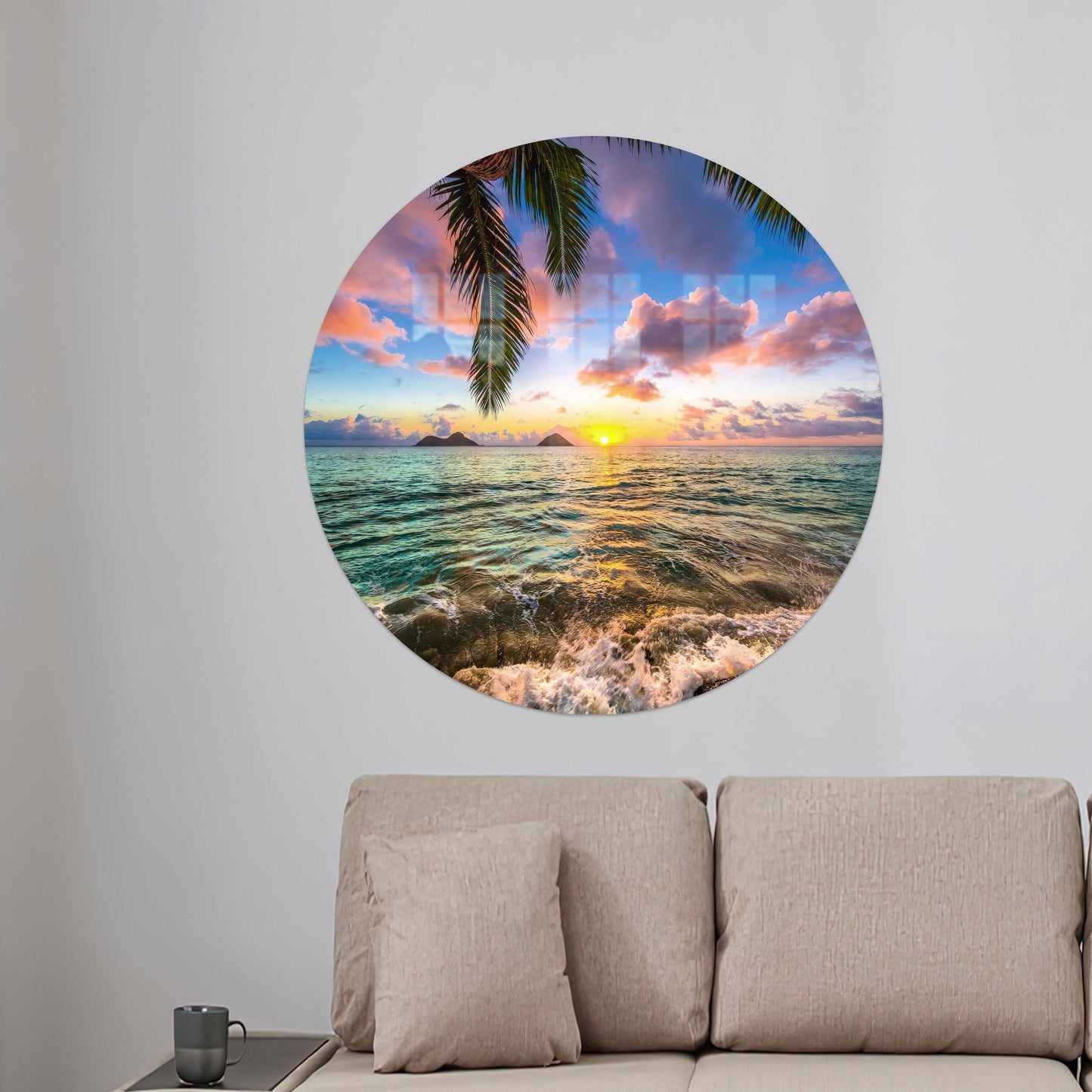 Boho Kailua Sunrise Landscape Glass Wall Art