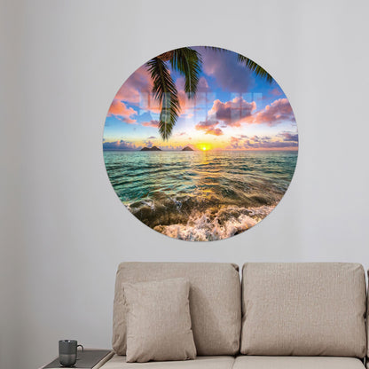 Boho Kailua Sunrise Landscape Glass Wall Art
