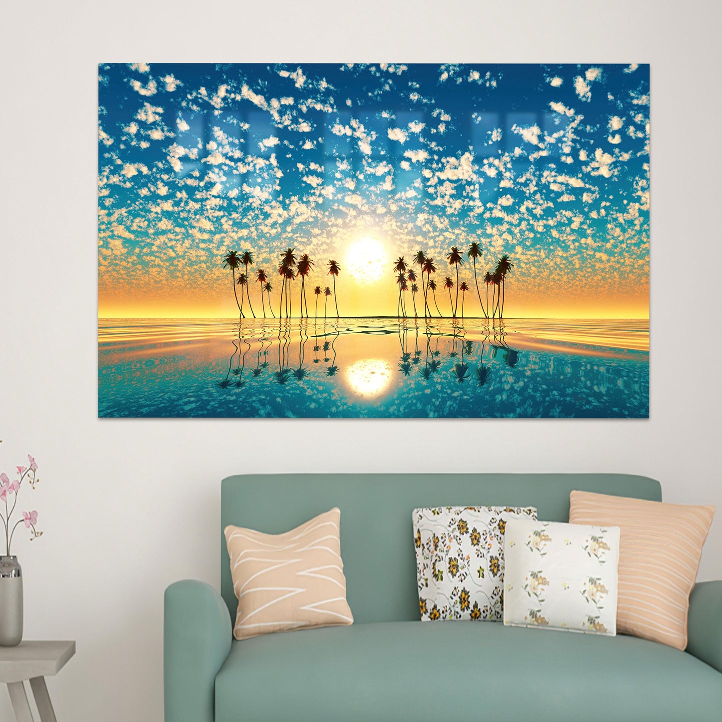 Sunrise Beach Printing Landscape Glass Wall Art