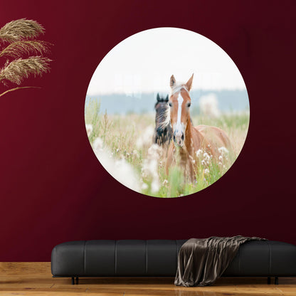 Minimalist Two Horses Coastal Glass Wall Art