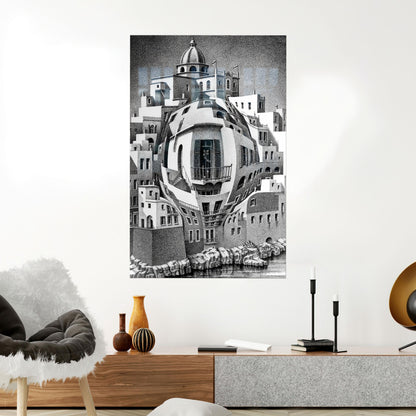 Complex Geometric Structure Glass Wall Art
