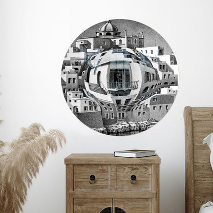 Complex Geometric Structure Glass Wall Art