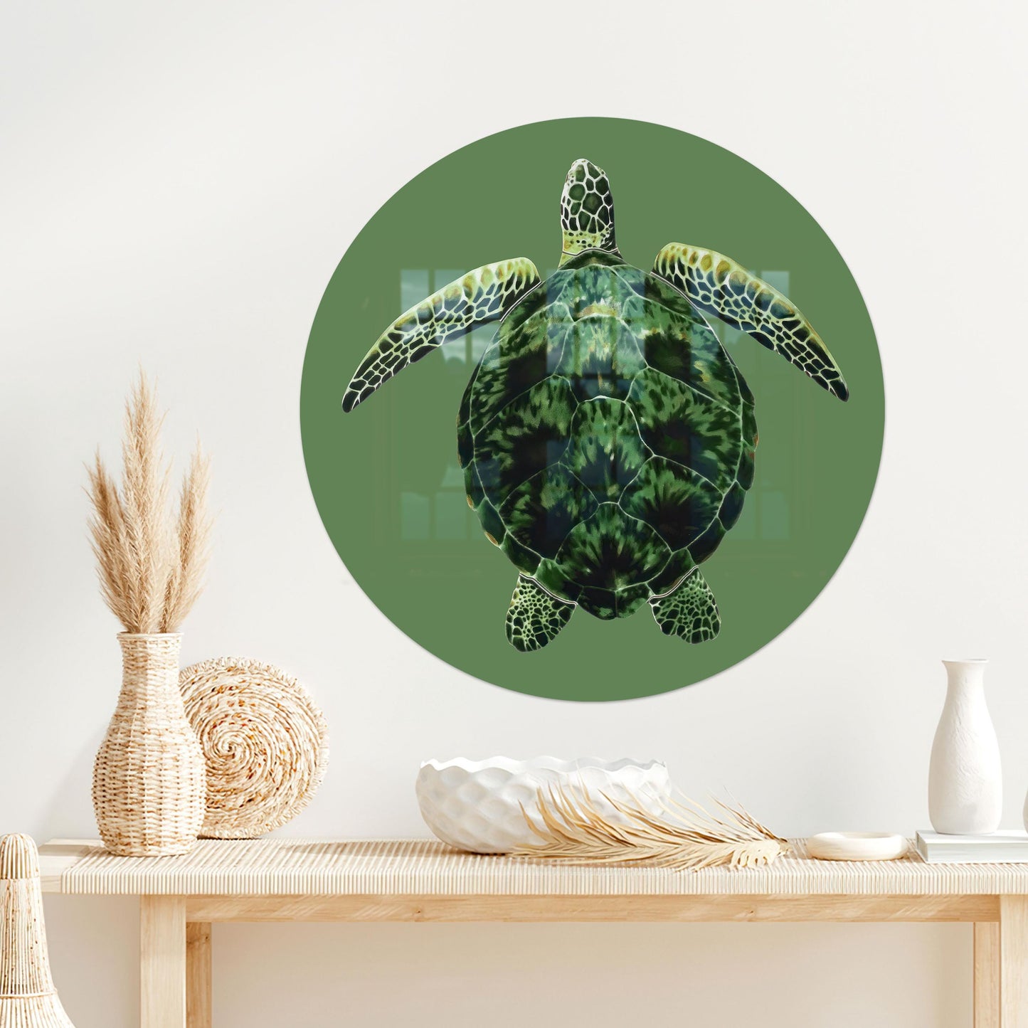 Turtle Holiday Natural Glass Wall Art