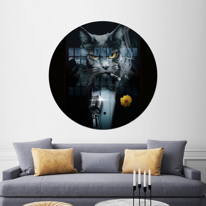 Abstract Cat Lover Gift Glass Wall Art, Cat Print for Bedroom Decor