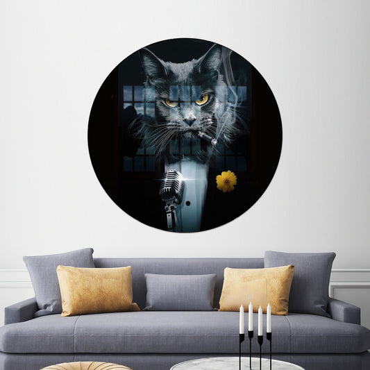 Abstract Cat Lover Gift Glass Wall Art, Cat Print for Bedroom Decor