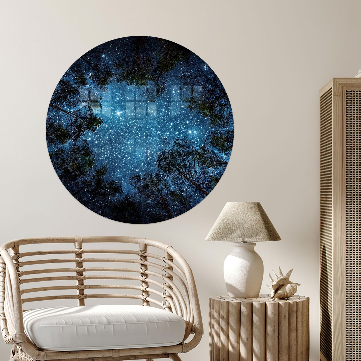 Forest Landscape Night Starry Glass Wall Art