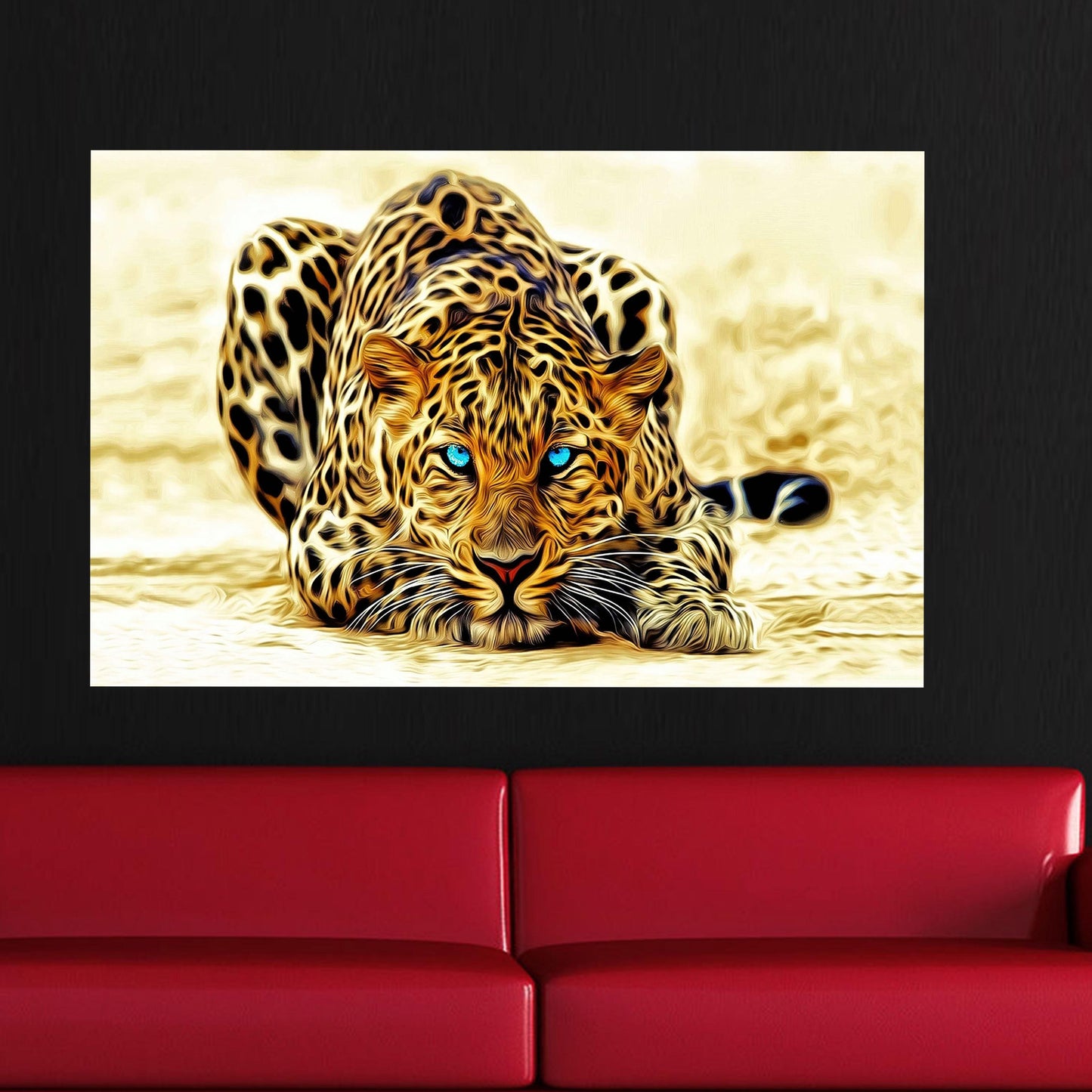 Boho Blue Eyed Tiger Glass Wall Art