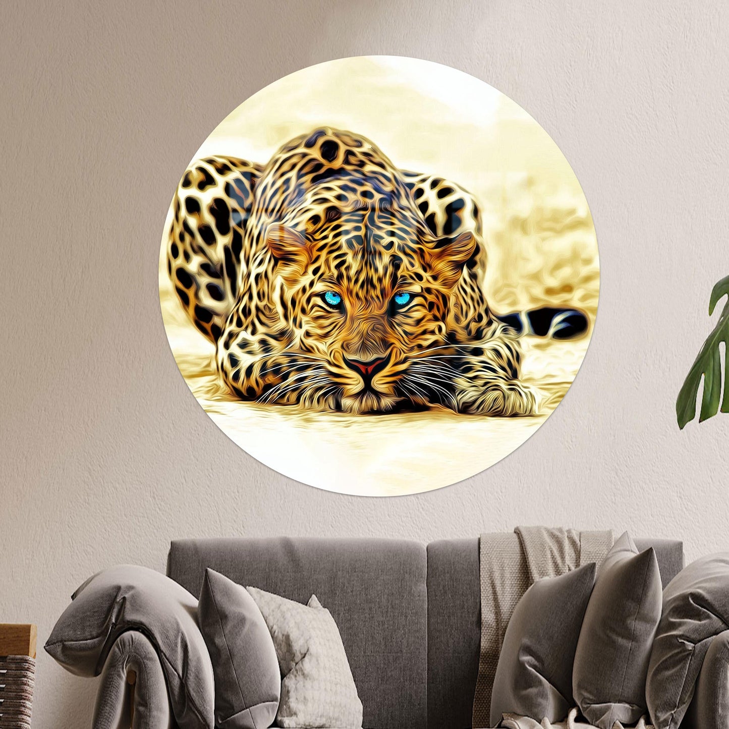 Boho Blue Eyed Tiger Glass Wall Art