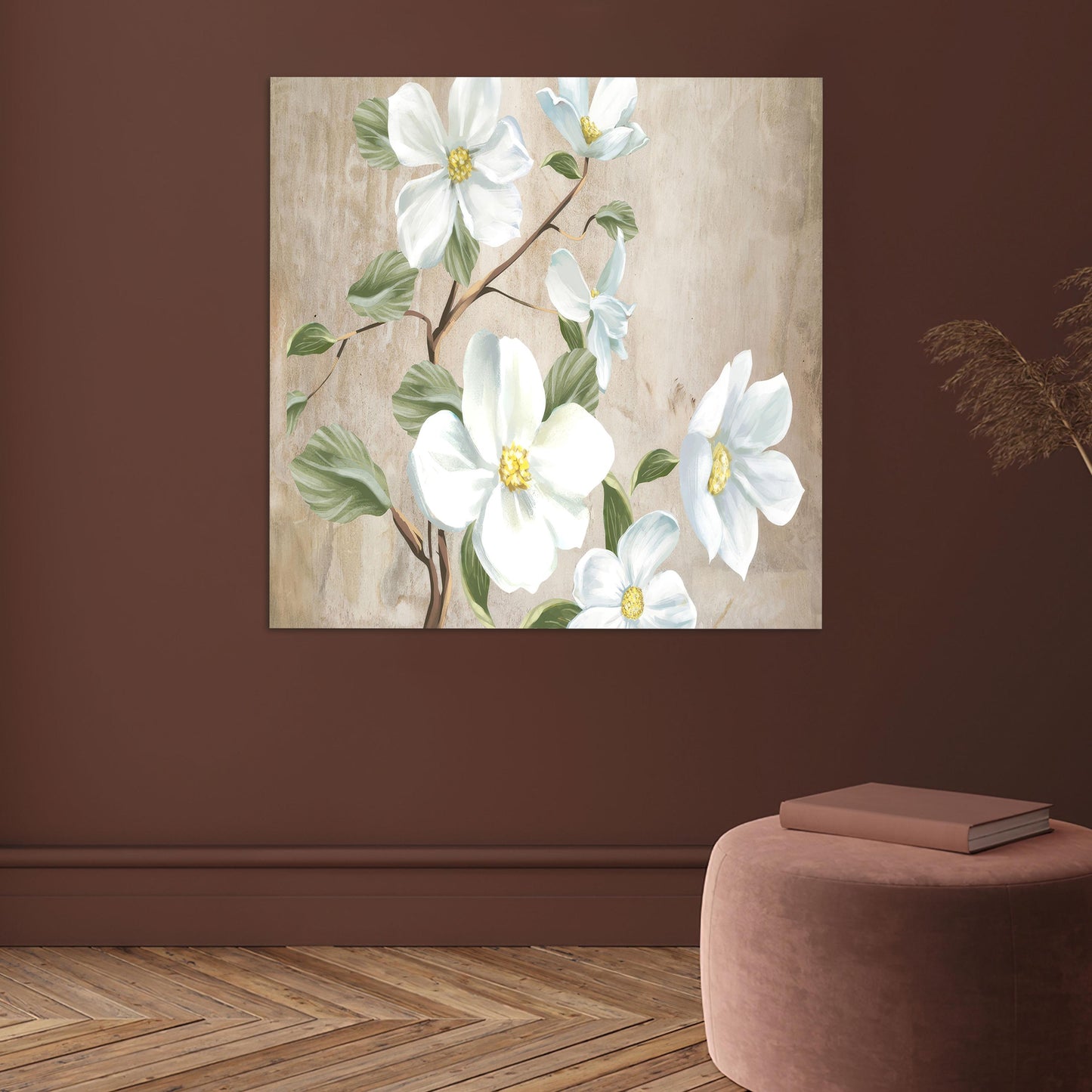 White Daisy Glass Wall Decor, Tempered Glass Botanical Print, flower Gift Box