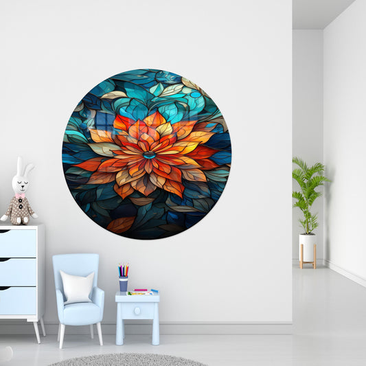 Modern Orange Stained Glass Wall Art Print, Colorful Modern Glass Wall Decoration, Personalized